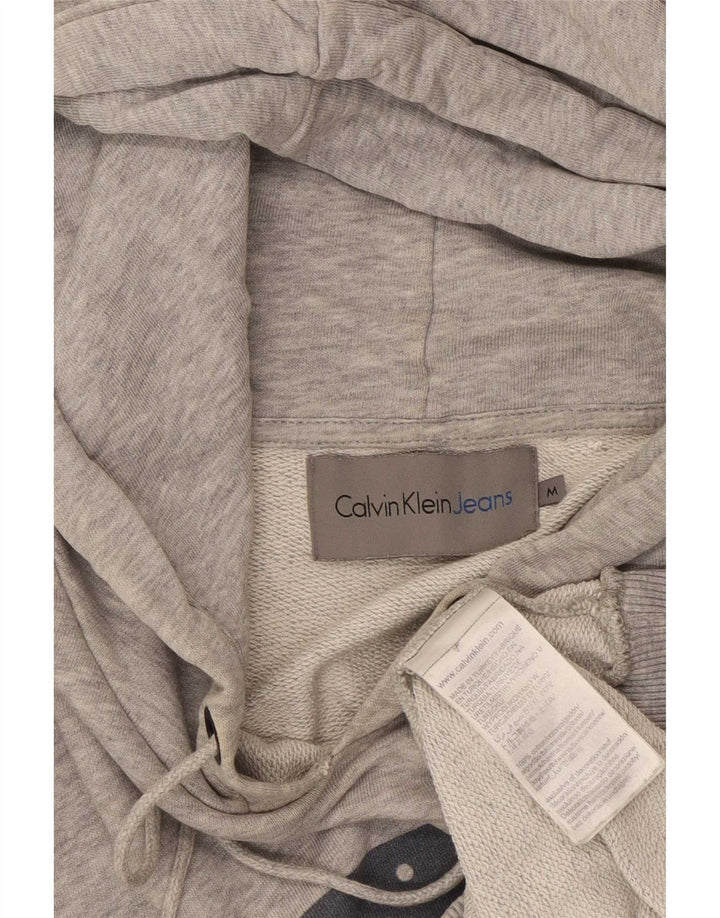 Calvin Klein Jeans Mens Graphic Hoodie Jumper Medium Grey Colourblock
