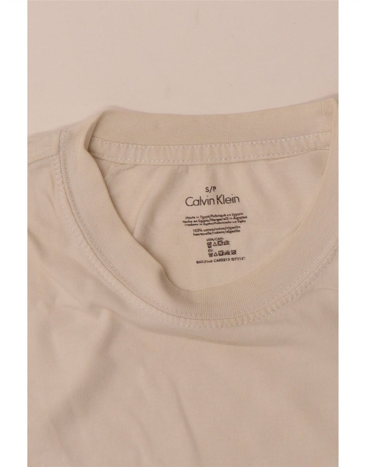 CALVIN KLEIN Mens T-Shirt Top Small Off White Cotton