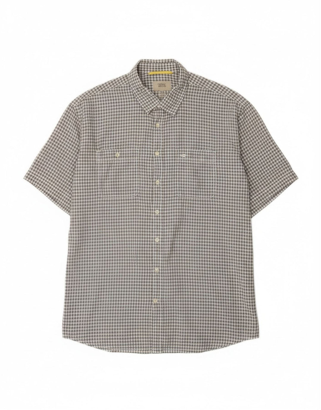 Camel Active Mens Short Sleeve Regular Fit Shirt 2XL Grey Gingham Cotton