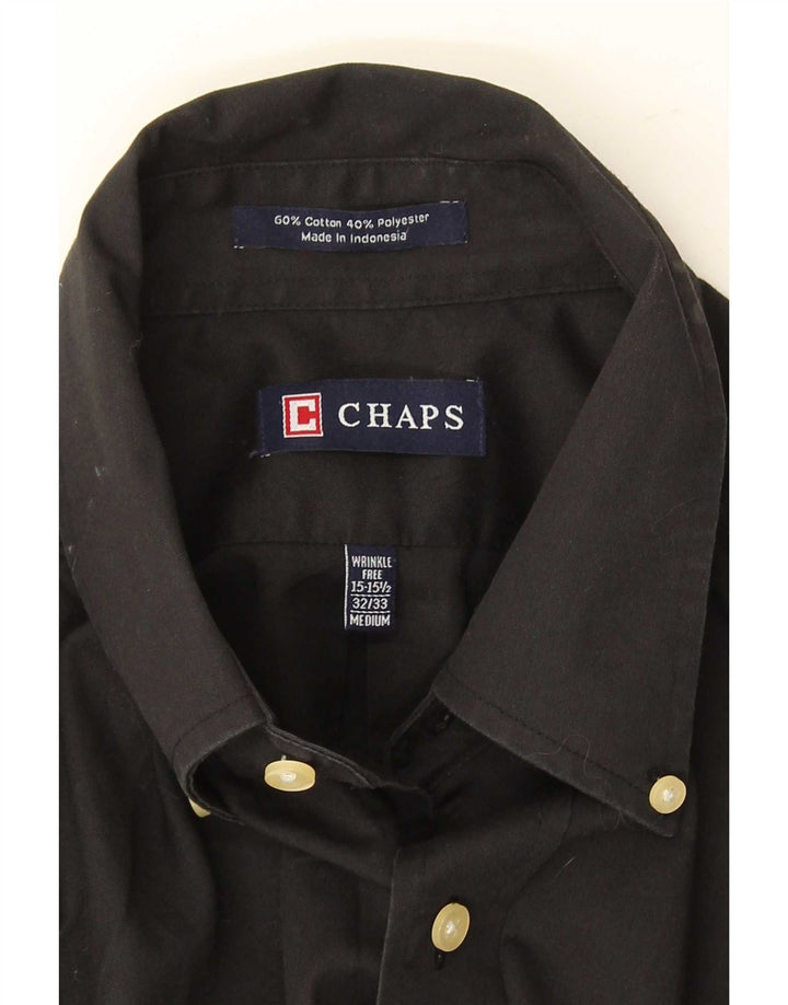 Chaps Mens Shirt Size 15 1/2 Medium Black Cotton