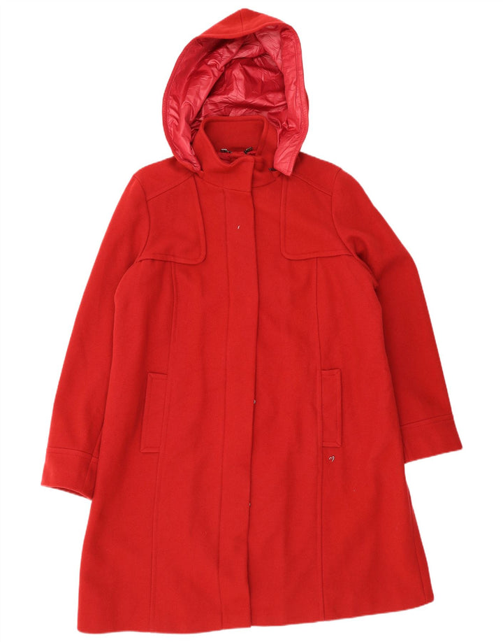 Marina Sport Womens Oversized Hooded Overcoat Size 25 Large Red Virgin Wool