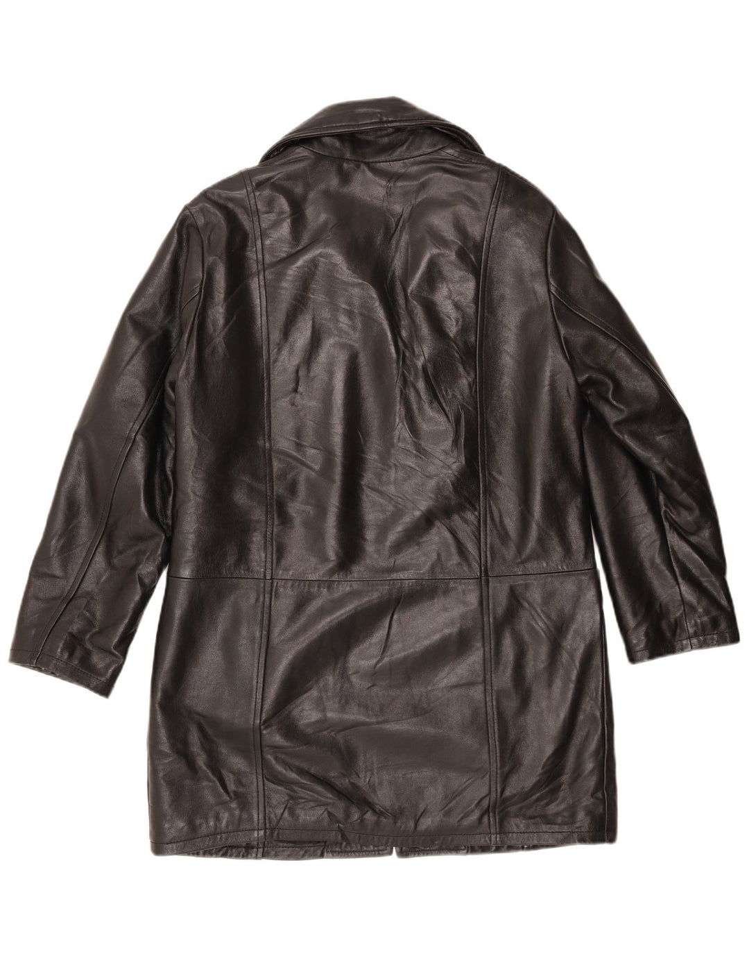 Vintage Womens Leather Coat IT 44 Medium Black