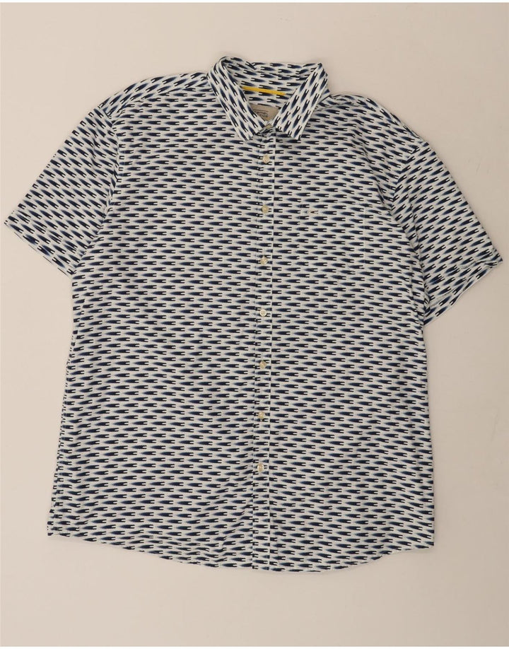 Camel Active Mens Regular Fit Short Sleeve Shirt XL Blue Geometric Cotton