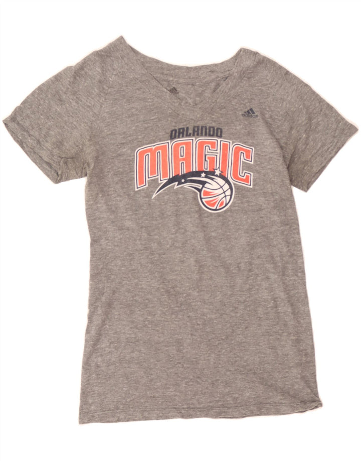 ADIDAS Womens Orlando Magic Graphic T-Shirt Top UK 14 Large Grey Polyester Vintage Adidas and Second-Hand Adidas from Messina Hembry 