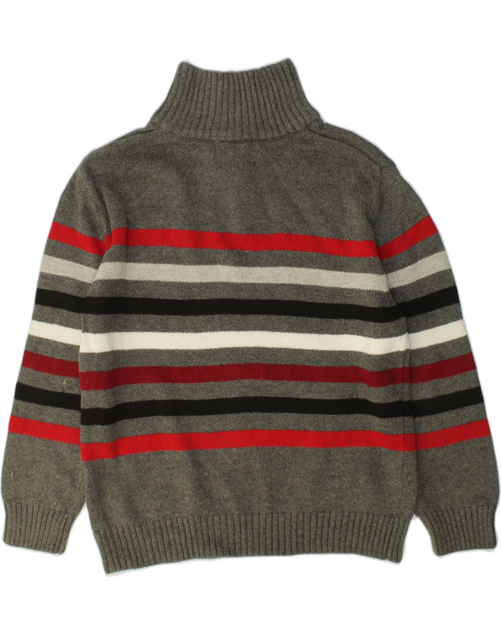 NAUTICA Girls Zip Neck Jumper Sweater 6-7 Years Grey Striped Cotton | Vintage Nautica | Thrift | Second-Hand Nautica | Used Clothing | Messina Hembry 