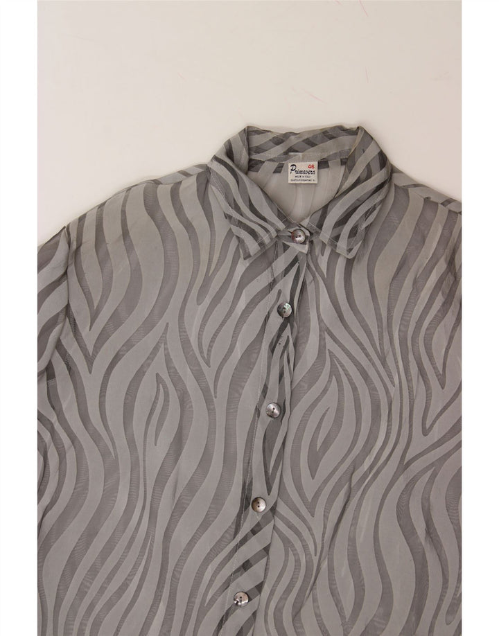 PRIMAVERA FIRENZE Womens Shirt Dress IT 46 Large Grey Striped Polyester Vintage Primavera Firenze and Second-Hand Primavera Firenze from Messina Hembry 