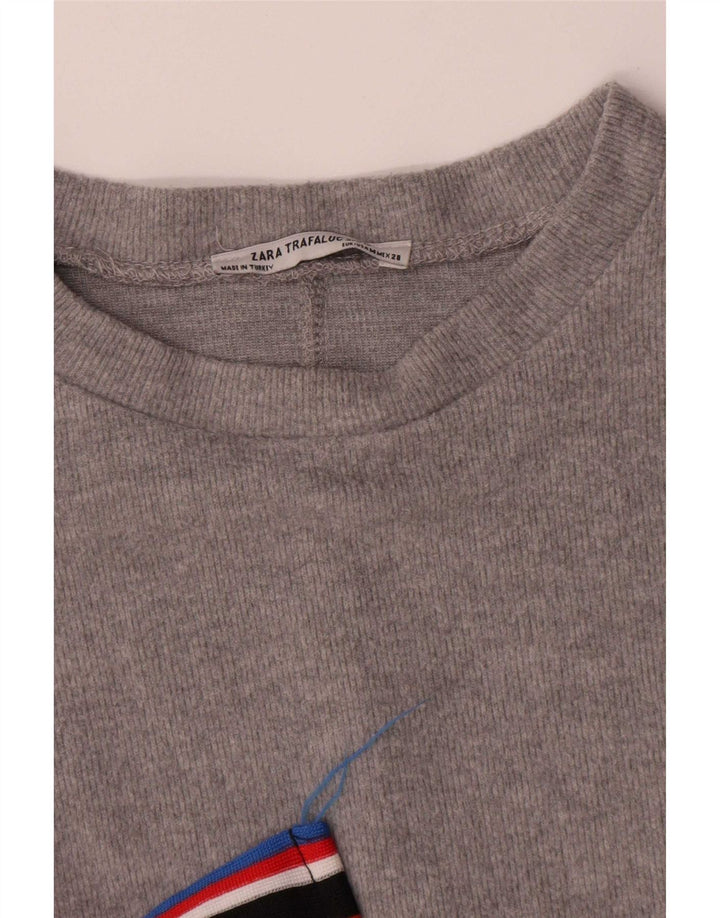 Zara Womens Top Long Sleeve UK 14 Medium Grey Polyester