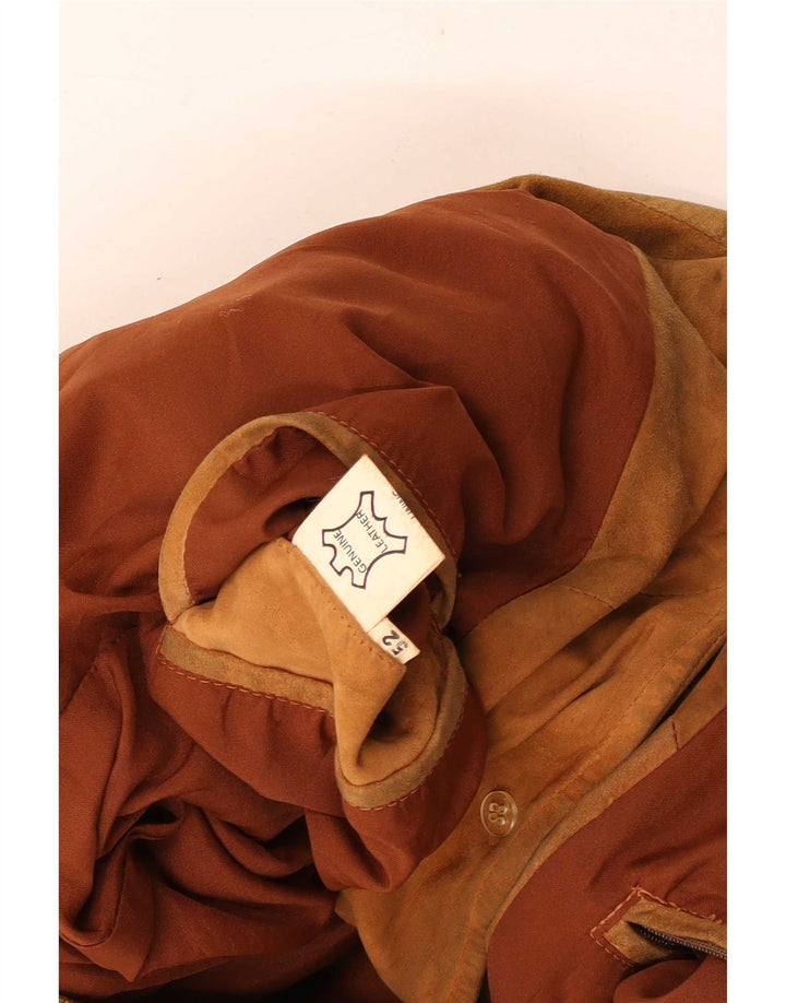 Vintage Mens Suede Bomber Jacket IT 52 XL Brown Leather