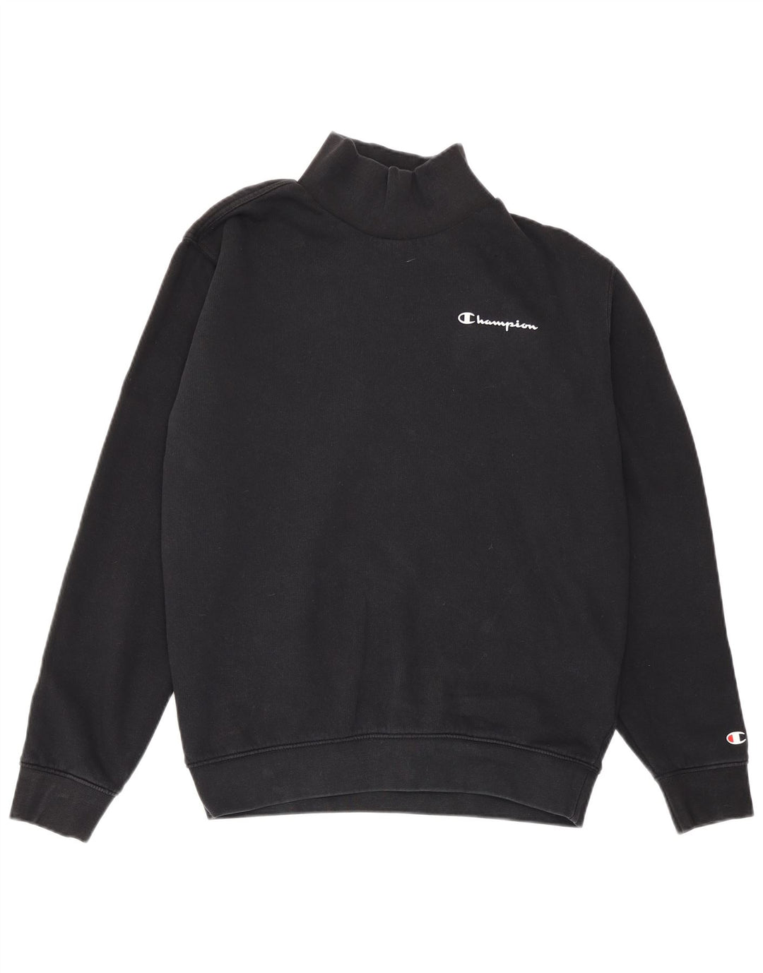Champion Womens Oversized Sweatshirt Jumper UK 10 Small Black Cotton
