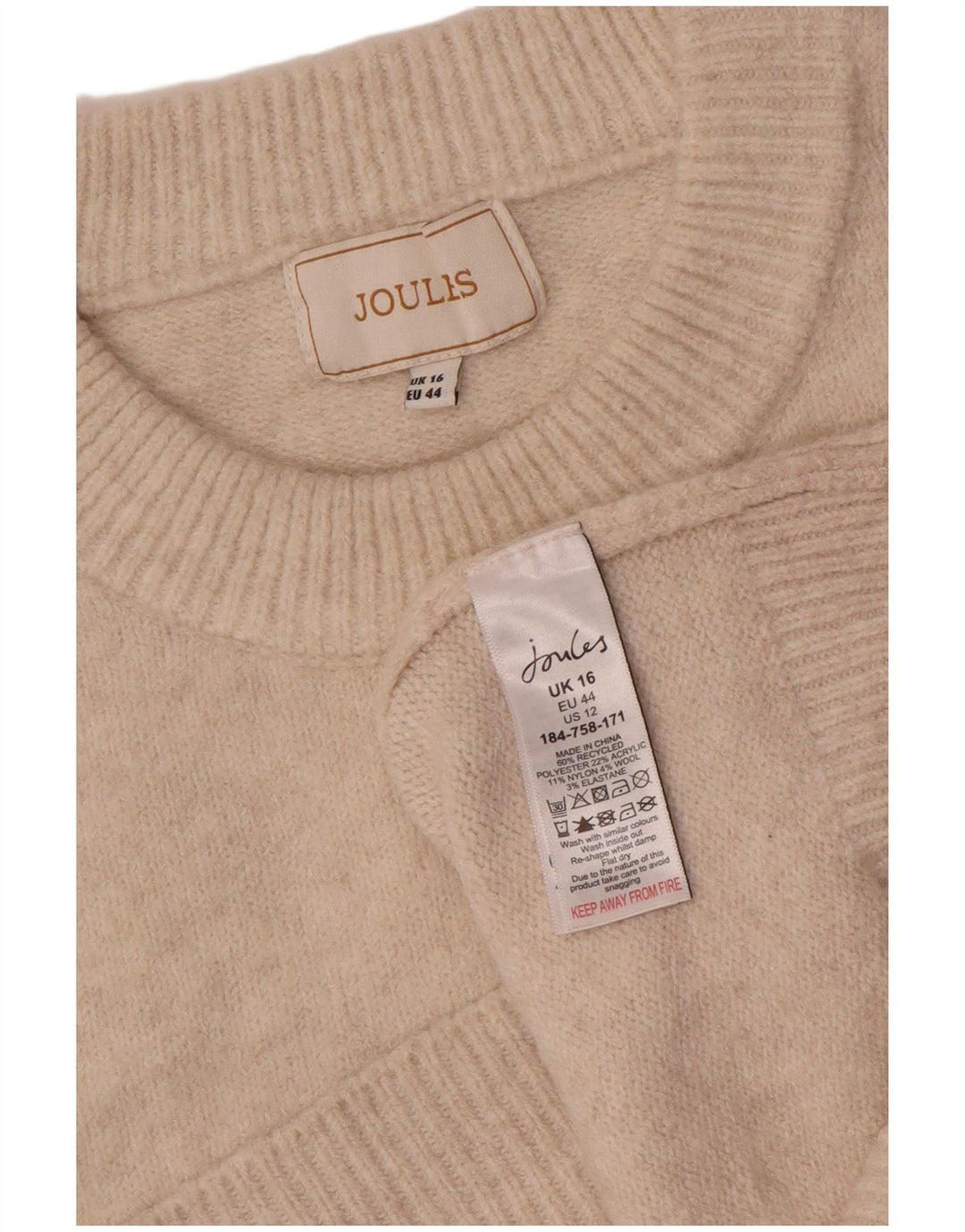 Joules Womens Vest Tank Top UK 16 Large Beige Polyester