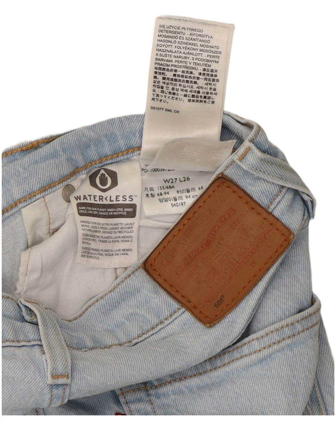 Levi's Womens 501 Straight Jeans W27 L26 Blue Cotton