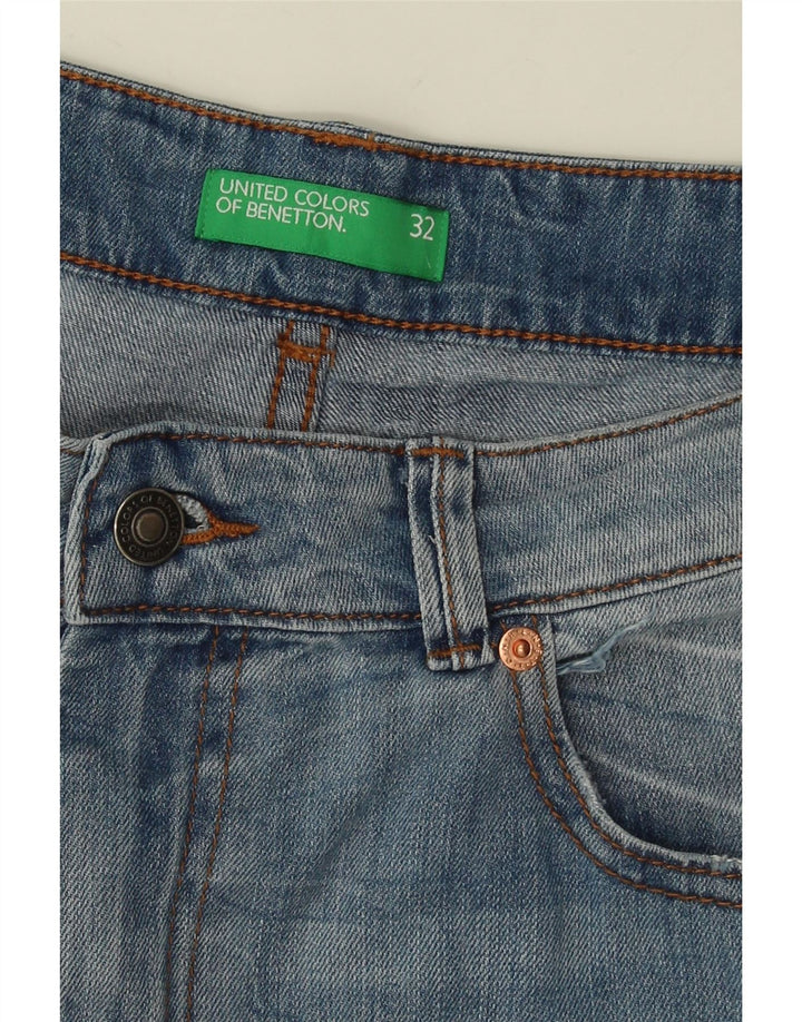 BENETTON Mens Denim Shorts W32 Medium Blue