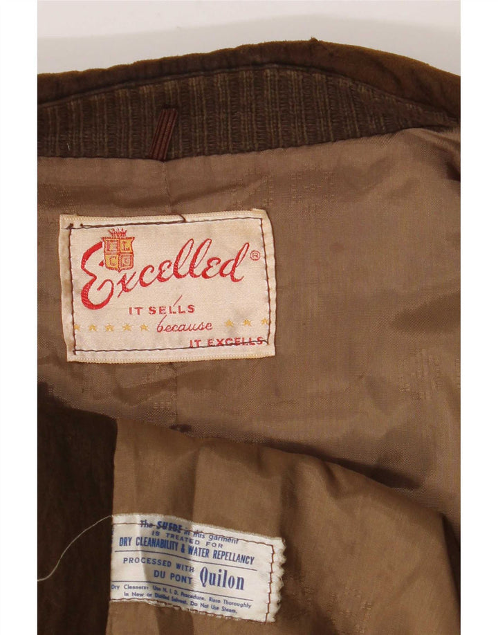 Excelled Mens 3 Button Suede Blazer Jacket UK 42 XL Brown Suede