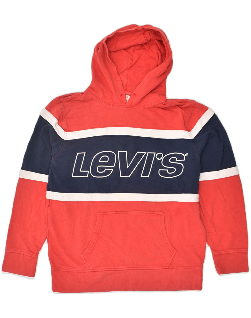 LEVI'S Mens Graphic Hoodie Jumper Large Red Colourblock Cotton | Vintage Levi's | Thrift | Second-Hand Levi's | Used Clothing | Messina Hembry 