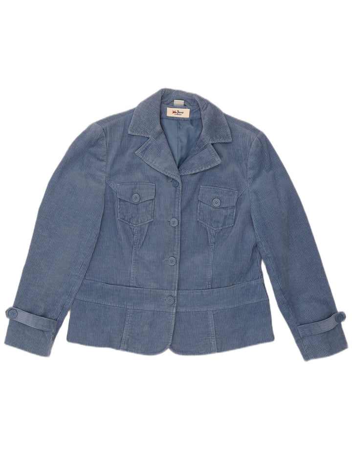 John Baner Womens Corduroy Jacket UK 16 Large Blue Cotton