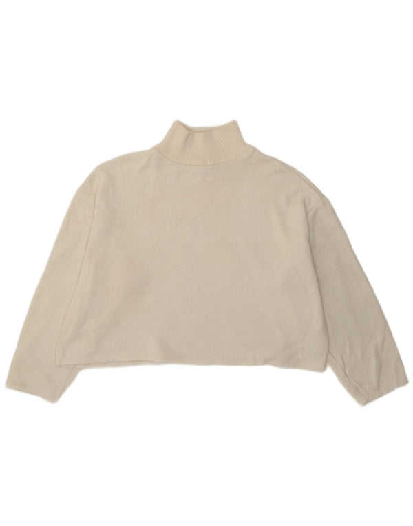 Zara Womens Crop Loose Fit Top Long Sleeve UK 16 Large White Polyester