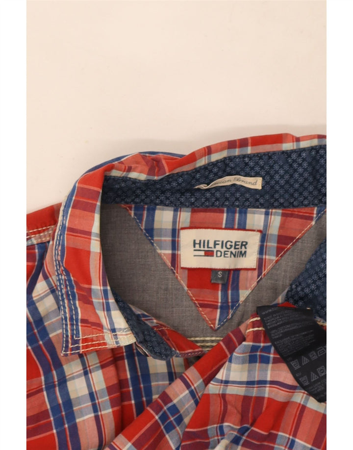 Tommy Hilfiger Mens Shirt Small Red Check Cotton