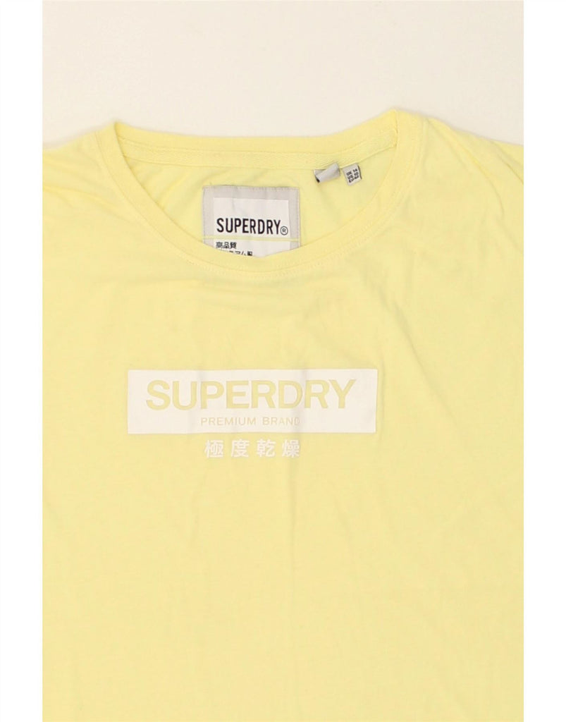 SUPERDRY Womens Graphic T-Shirt Top UK 14 Large Yellow Cotton Vintage Superdry and Second-Hand Superdry from Messina Hembry 