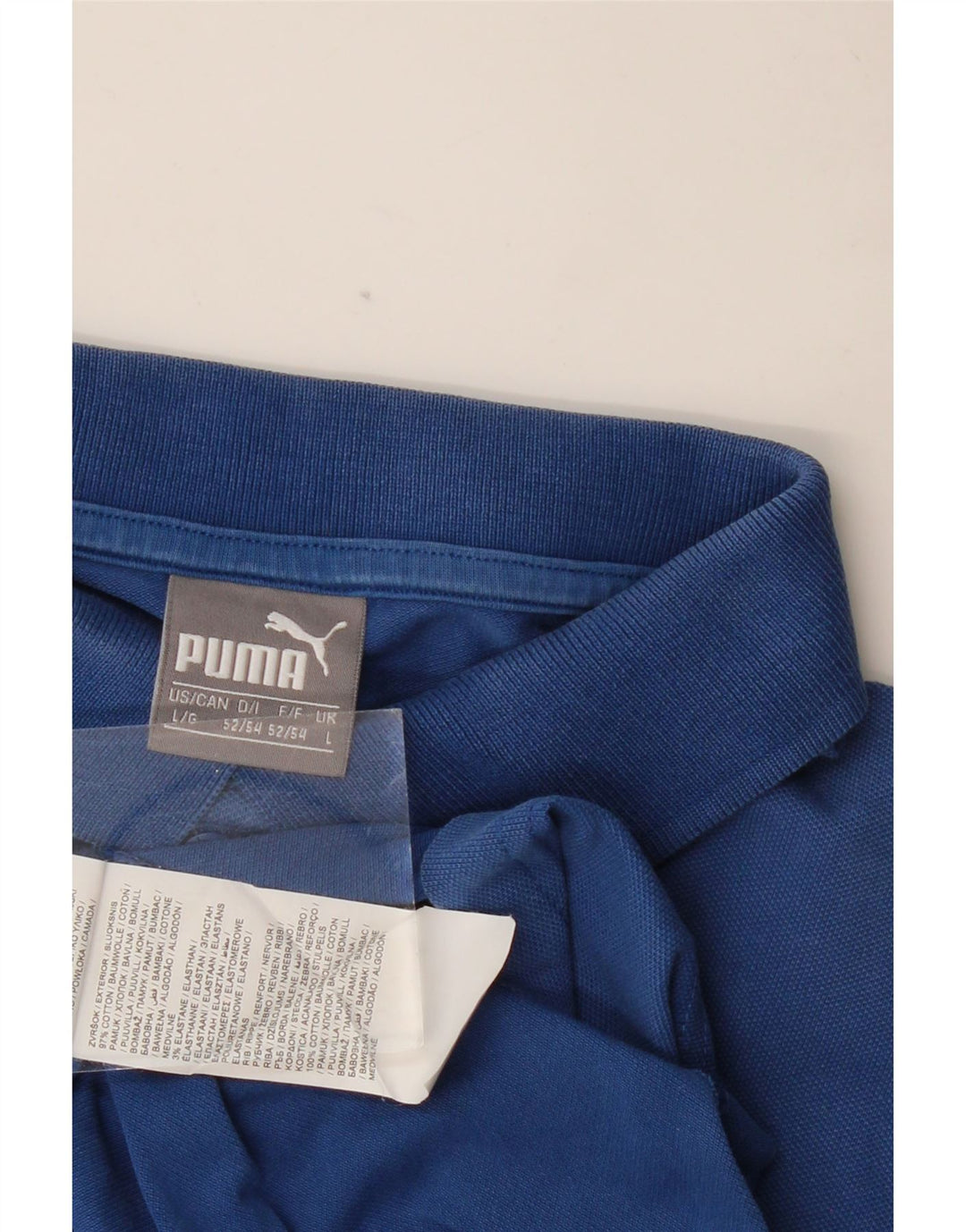 PUMA Mens Graphic Polo Shirt Large Blue Cotton