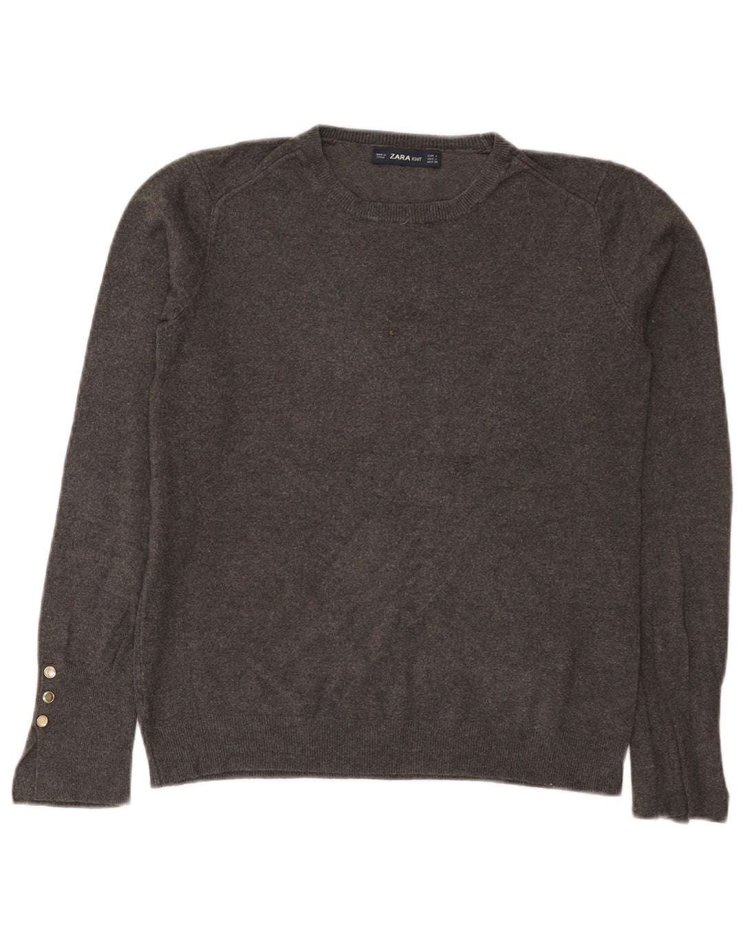 Zara Womens Crew Neck Jumper Sweater UK 14 Large Grey Viscose