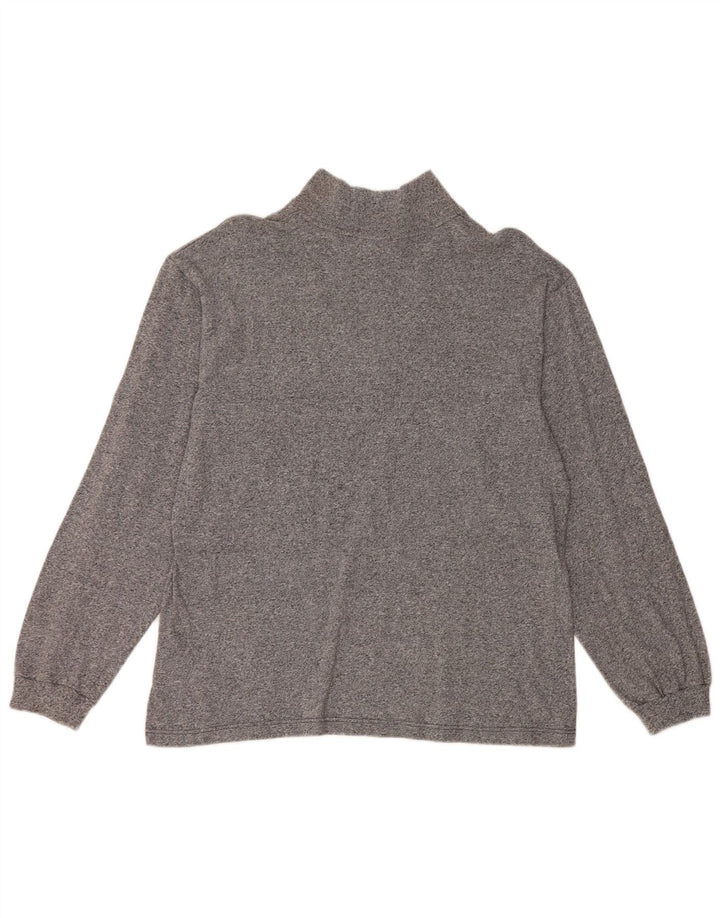 Asics Mens Zip Neck Jumper Sweater Medium Grey Flecked Cotton