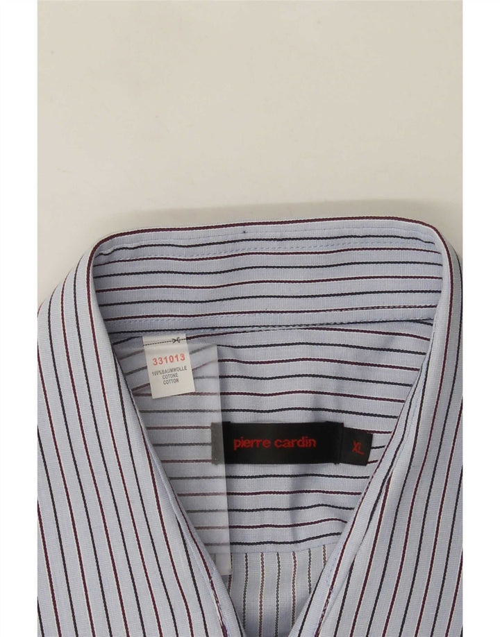 Pierre Cardin Mens Shirt XL Blue Pinstripe Cotton