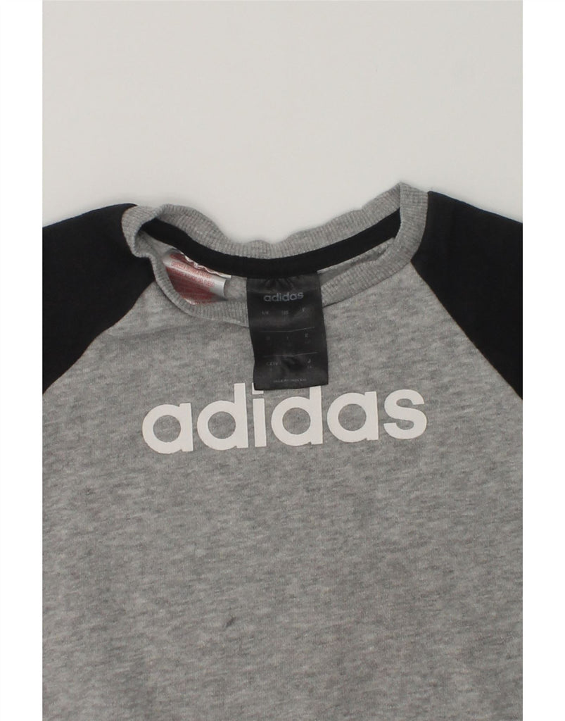 ADIDAS Boys Graphic Sweatshirt Jumper 3-4 Years Grey Colourblock Cotton | Vintage Adidas | Thrift | Second-Hand Adidas | Used Clothing | Messina Hembry 