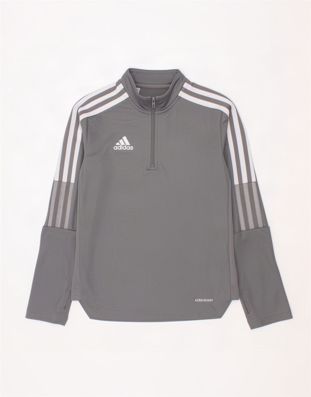 Adidas Boys Aeroready Zip Neck Pullover Tracksuit Top 7-8 Years Grey