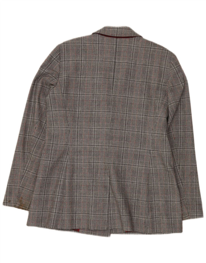 JIGSAW Womens Double Breasted Blazer Jacket UK 14 Large Grey Houndstooth