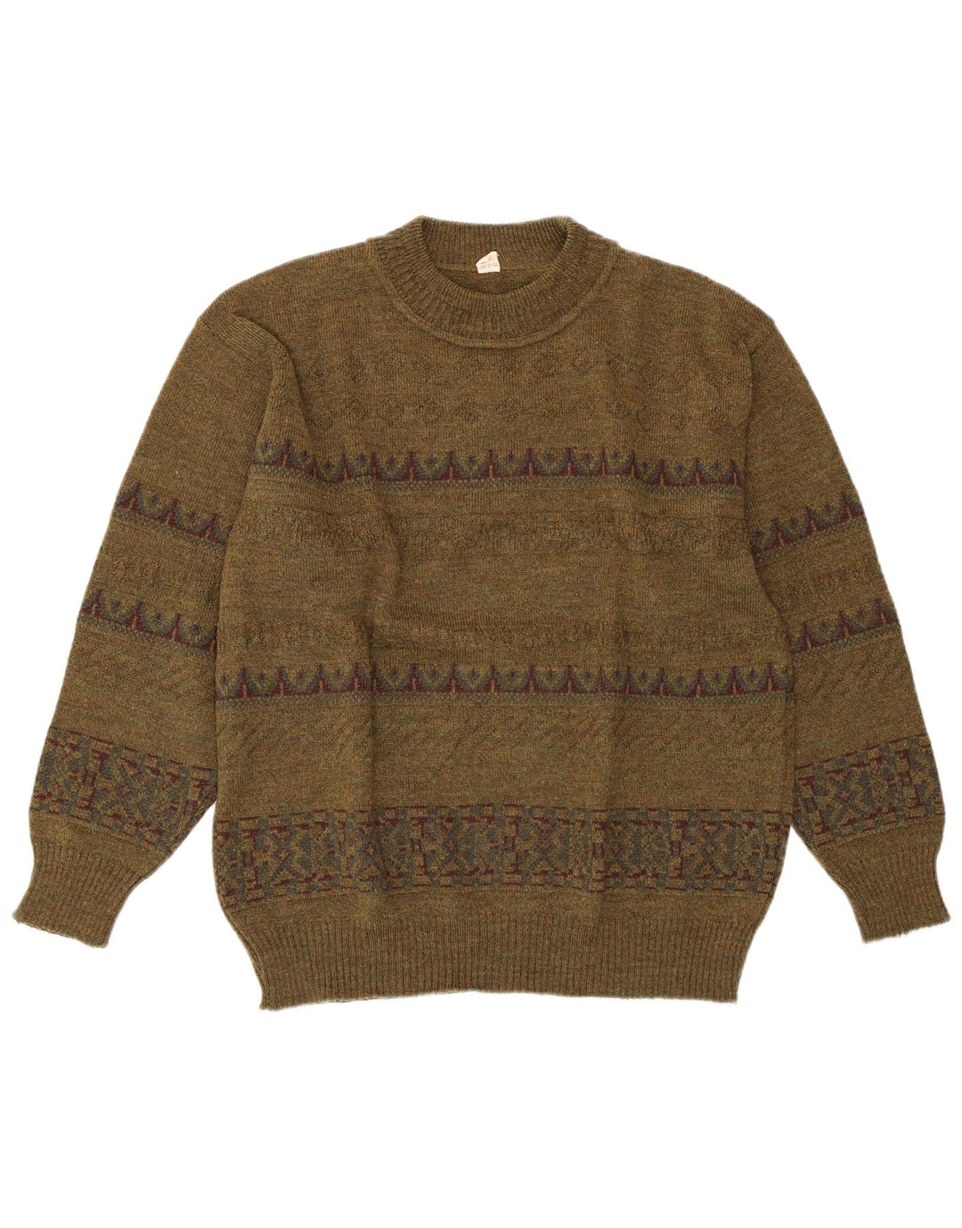 VINTAGE Womens Crew Neck Jumper Sweater IT 52 2XL Green Geometric