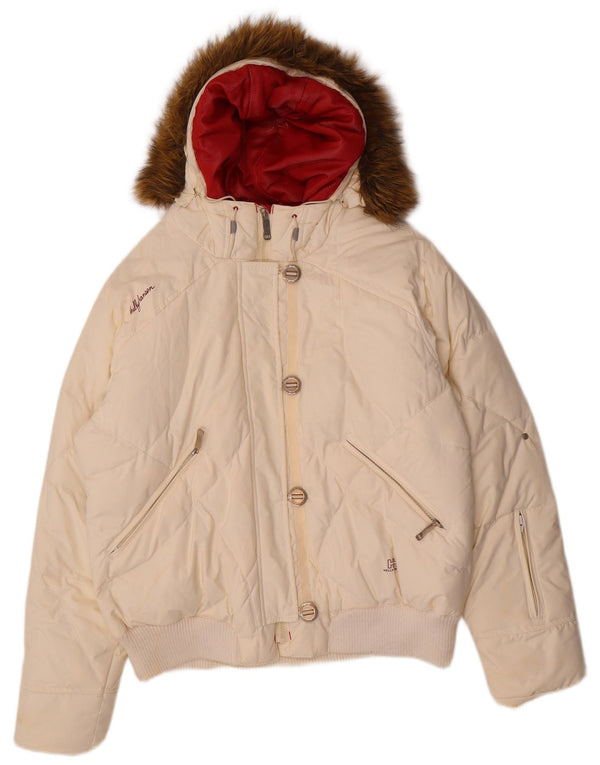 Helly Hansen Womens Hooded Padded Jacket UK 18 XL Off White Nylon