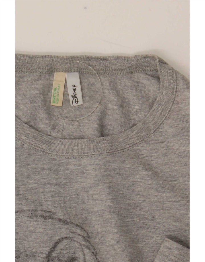 Benetton Womens Disney Graphic Top Long Sleeve UK 12 Medium Grey Cotton