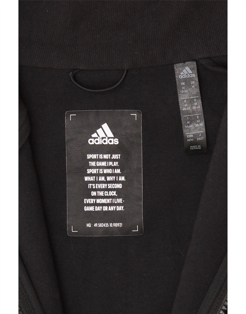 ADIDAS Womens Zip Hoodie Sweater UK 12 /14 Medium Black Cotton Vintage Adidas and Second-Hand Adidas from Messina Hembry 