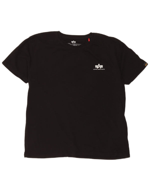 Alpha Industries Womens Graphic T-Shirt Top UK 18 XL Black Cotton