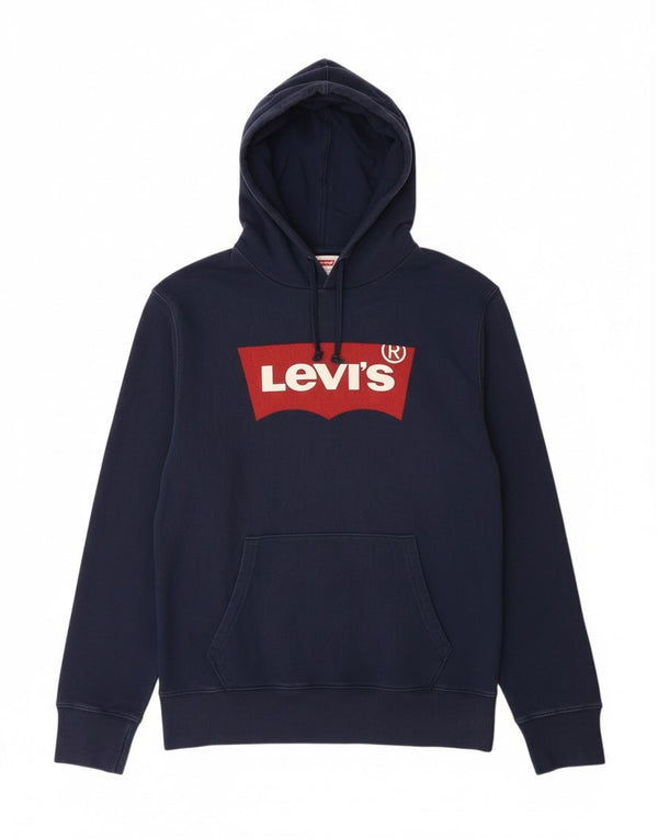 Levi's Mens Graphic Hoodie Jumper Small Navy Blue Cotton