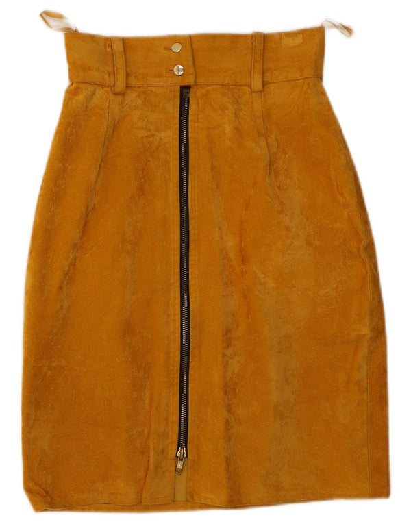 Vintage Womens High Waist Pencil Skirt Medium W26 Yellow Cotton