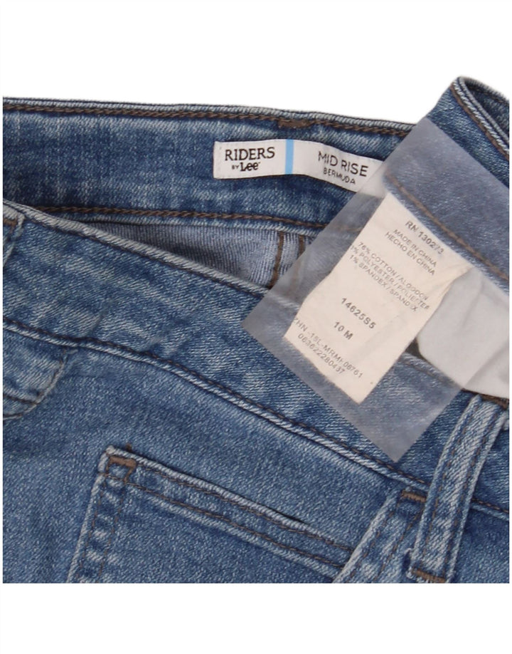LEE Womens Riders Mid Rise Denim Bermuda Shorts US 10 Large W32 Blue
