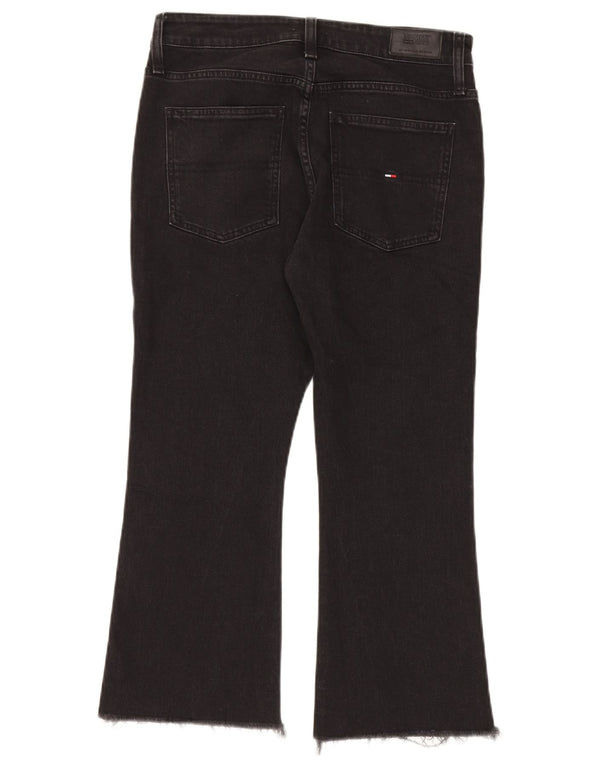 Tommy Hilfiger Womens Flare Cropped Jeans W31 L24 Black Cotton