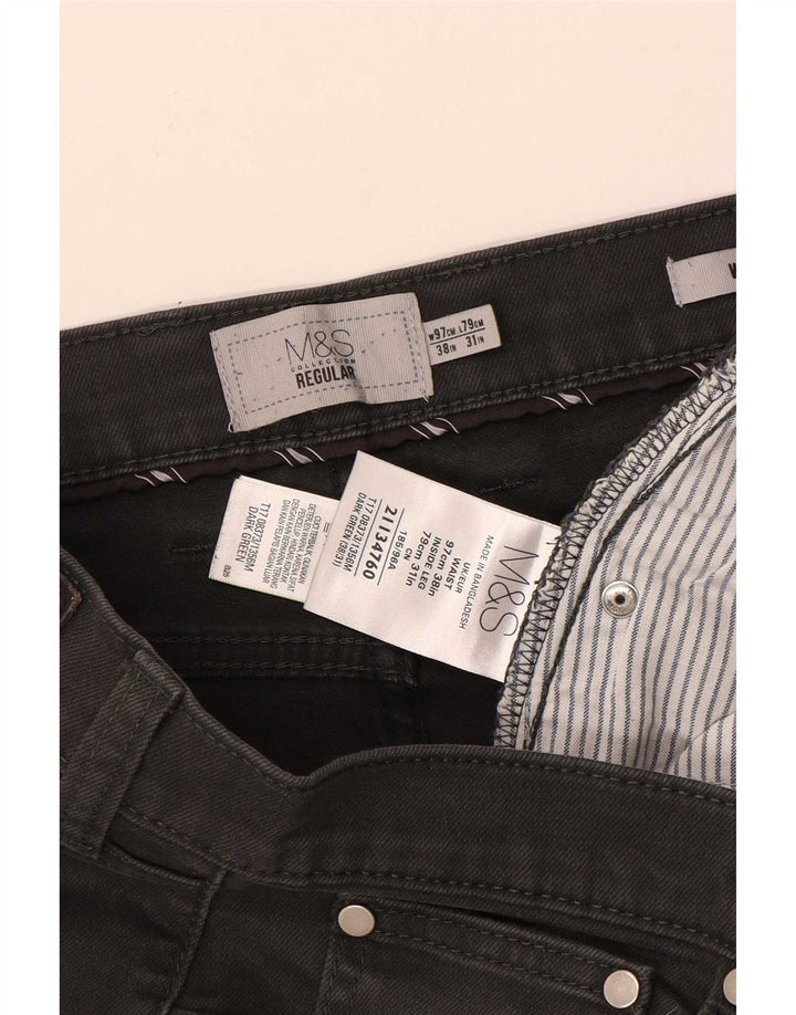 Marks & Spencer Mens Stretch Regular Straight Jeans W38 L31 Grey Cotton