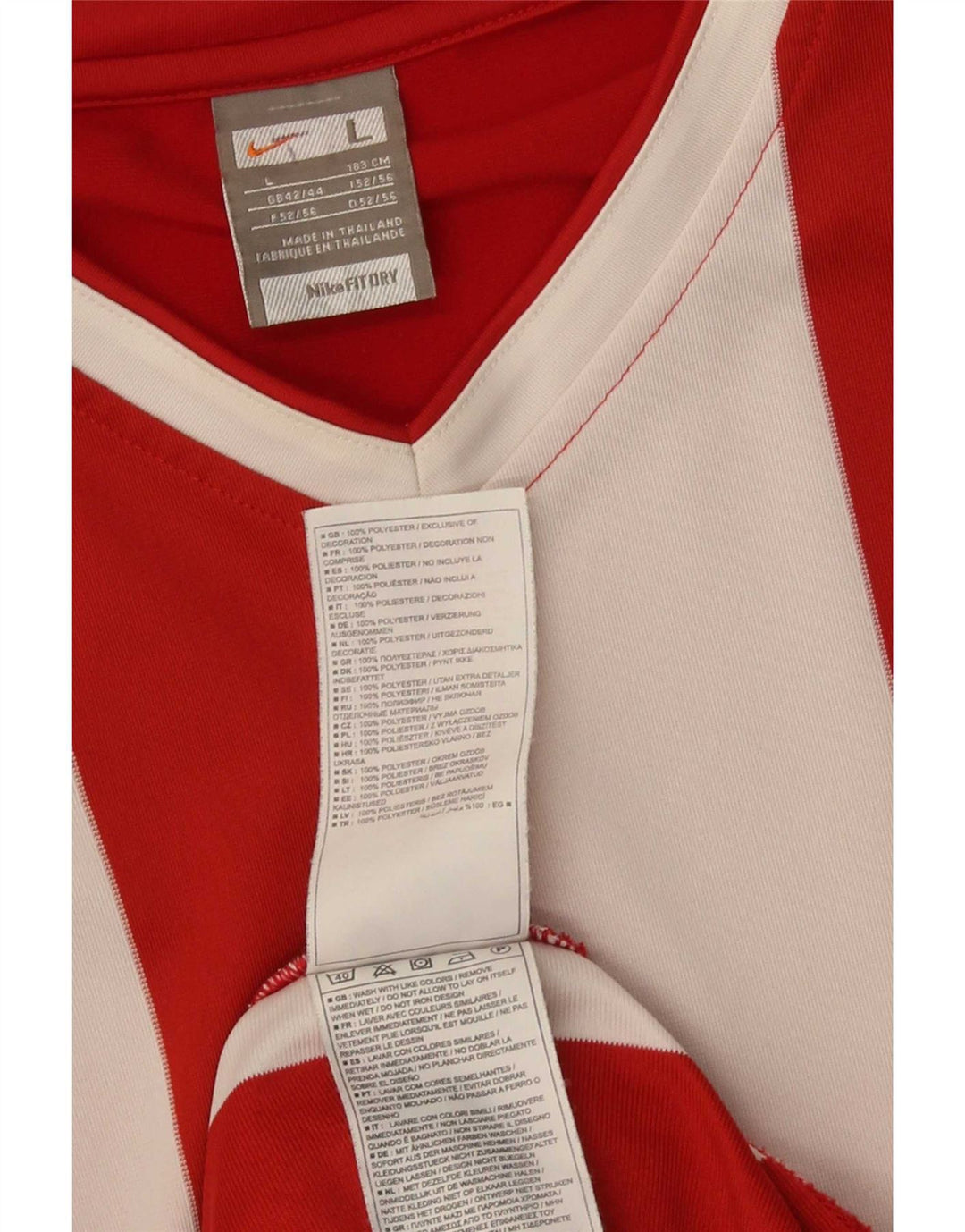 Nike Mens Top Long Sleeve UK 42/44 Large Red Striped Polyester
