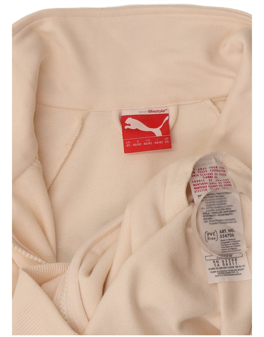 Puma Womens Graphic Tracksuit Top Jacket UK 6 XS White Polyester