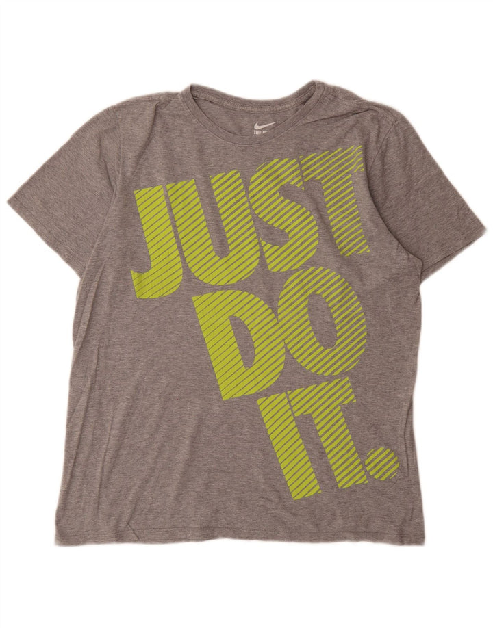Nike Mens Athletic Cut Graphic T-Shirt Top Large Grey Flecked