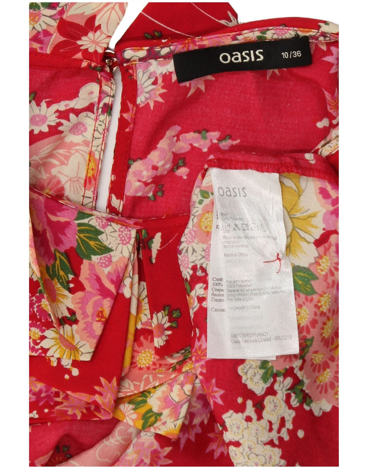 Oasis Womens Sleeveless Blouse Top UK 10 Small  Red Floral Polyester