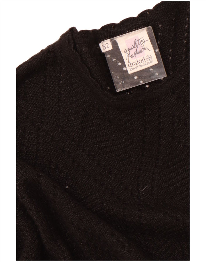 DRALON Womens Crew Neck Jumper Sweater IT 52 2XL Black Acrylic