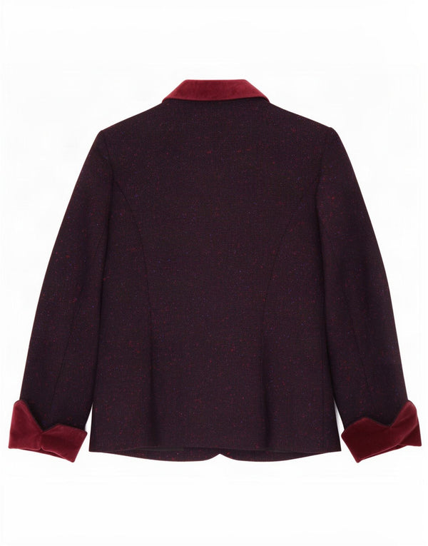 Reldan Womens 3 Button Blazer Jacket UK 14 Medium Burgundy Flecked New Wool