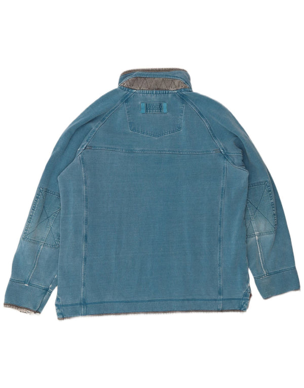 FAT FACE Mens Zip Neck Sweatshirt Jumper Large Blue Cotton