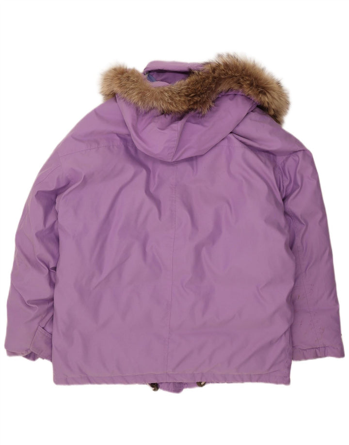 Vintage Mens Hooded Padded Jacket UK 40 Large Purple