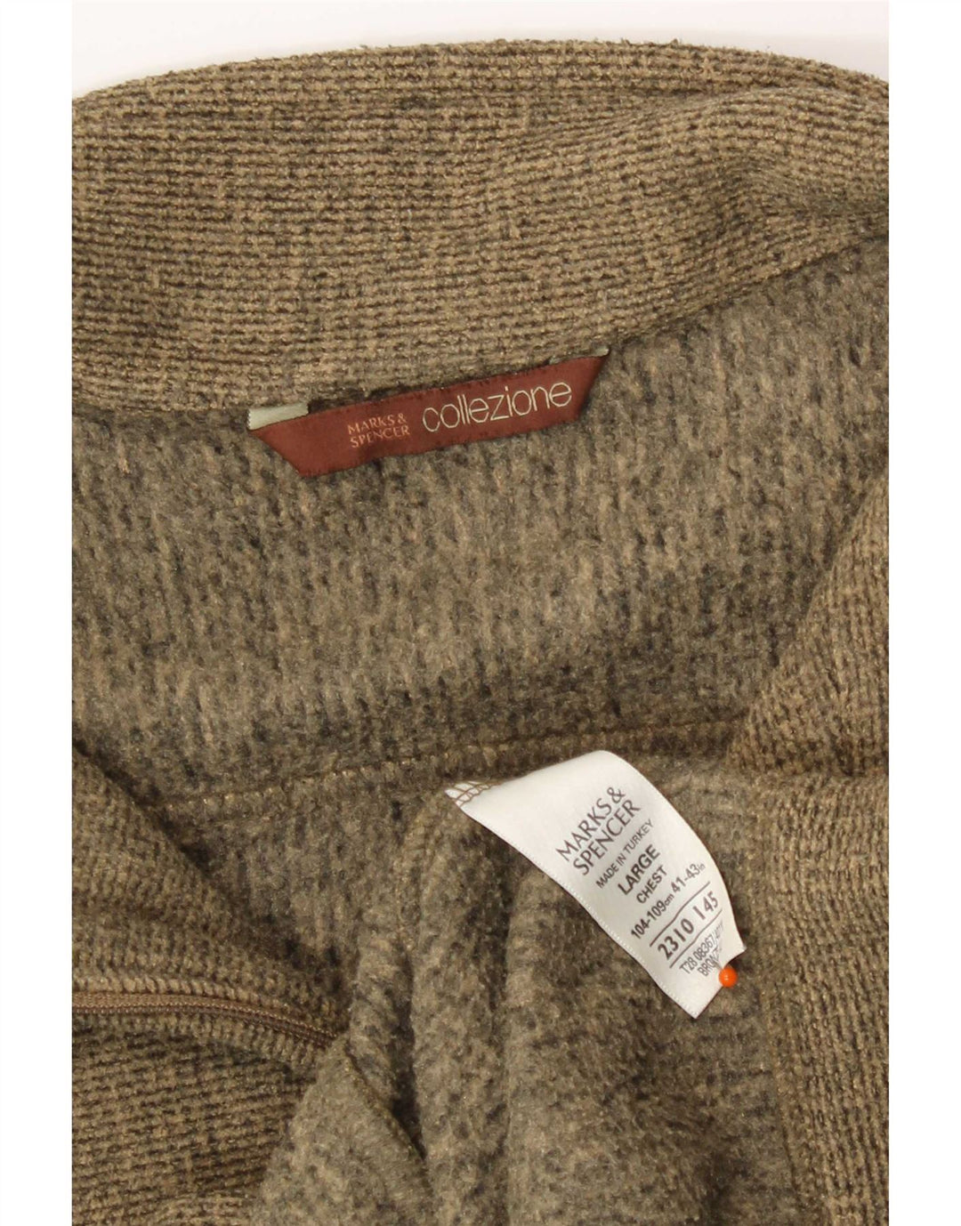 Marks & Spencer Mens Tracksuit Top Jacket Large Khaki Flecked Polyester