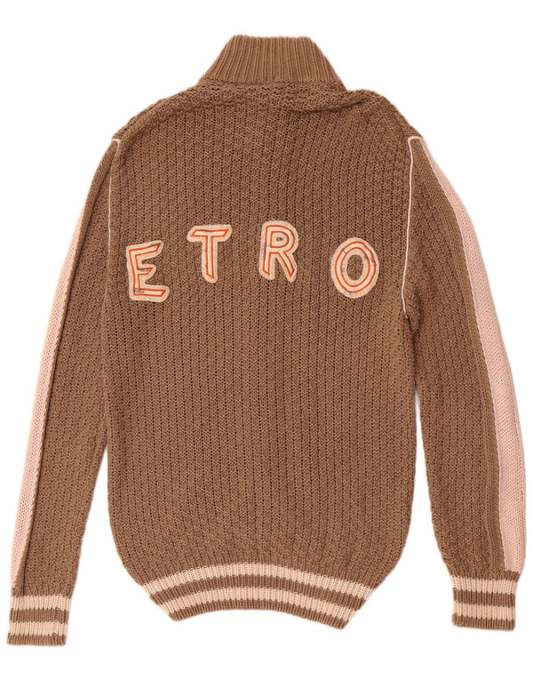 Etro Womens Cardigan Sweater UK 14 Medium Brown Colourblock Cotton