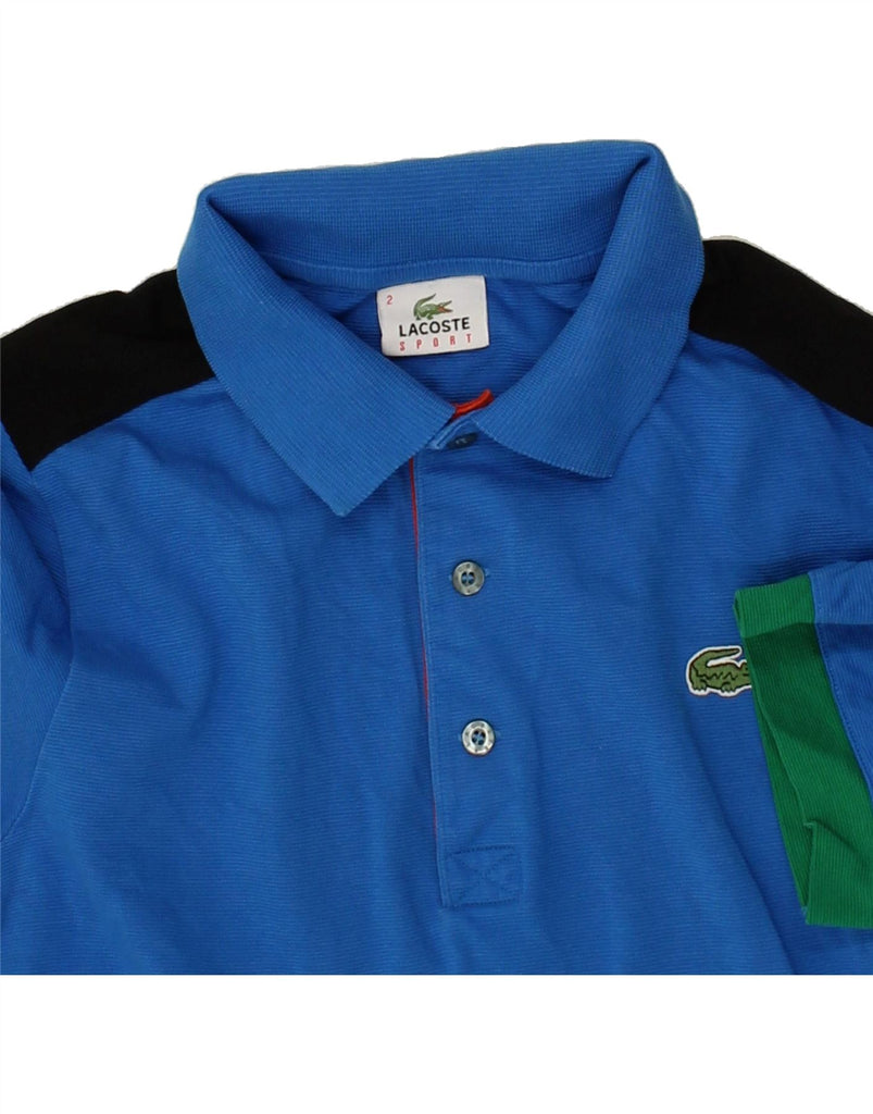 LACOSTE Mens Polo Shirt Size 2 XS Blue Colourblock Cotton | Vintage Lacoste | Thrift | Second-Hand Lacoste | Used Clothing | Messina Hembry 